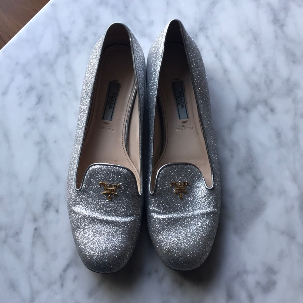 Prada glitter loafer